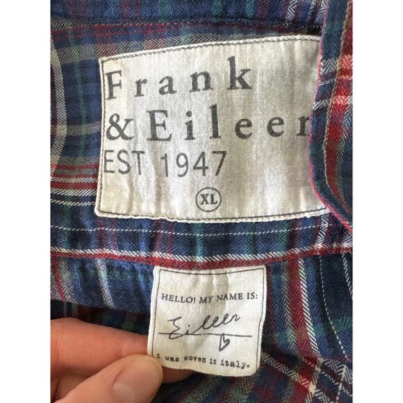 FRANK & EILEEN "Eileen" Relaxed Fit 100% Cotton Blue Plaid  Button Down Size XL - Picture 8 of 8